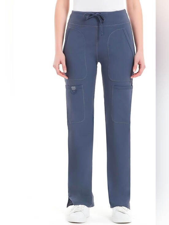QBK Pants - QBK Yoga Scrub Pants Women Five Pocket Cargo Scrub Pan Blue Grey Color Smal New